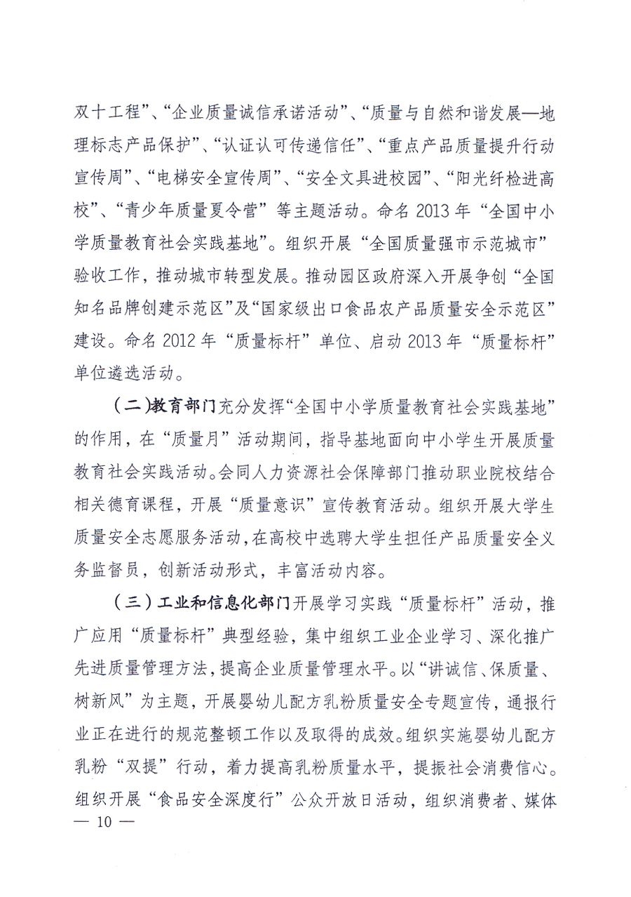 國(guó)家質(zhì)量監(jiān)督檢驗(yàn)檢疫總局、中共中央宣傳部等單位《關(guān)于開(kāi)展2013年全國(guó)“質(zhì)量月”活動(dòng)的通知》